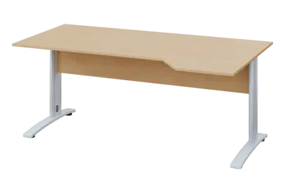 EZK 18 - 184 stůl kancelářský, rohový, pravý, kovová podnož bílá, deska 18 mm, široký 1800 mm, bříza irská